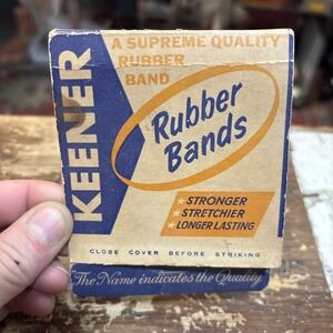 Rad VINTAGE Keener Rubber Bands Advertising Feature MATCHBOOK Front‎ Strike!